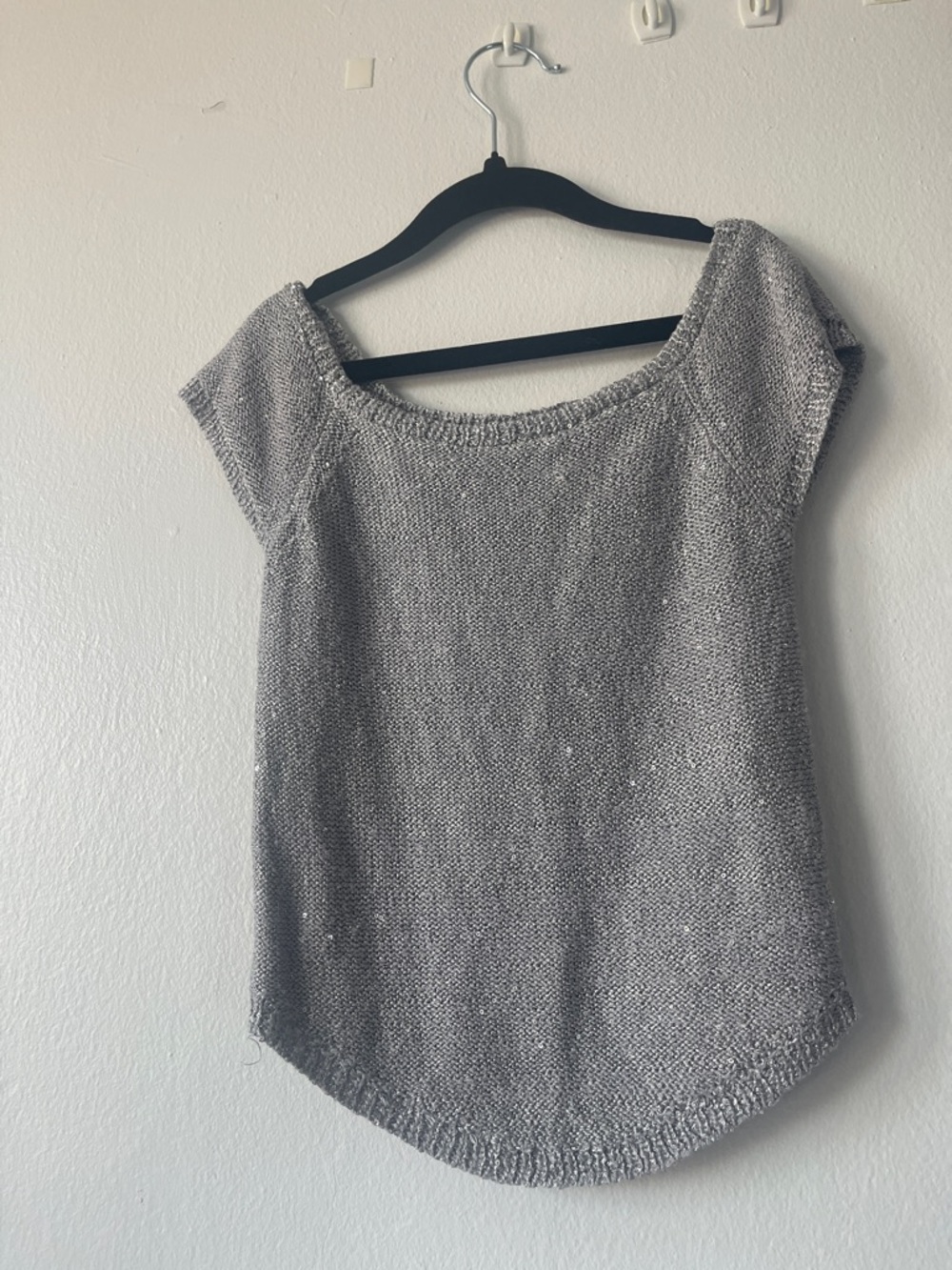 Kimchi Blue Silver Metallic Scoop Neck Knit Tank